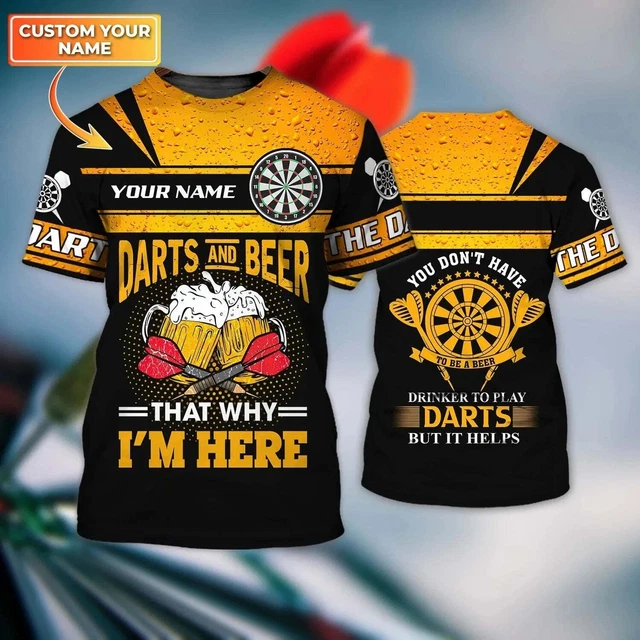 CUSTOM WITH NAME Dart And Beer 3D Full Printed Shirt For Best Dart