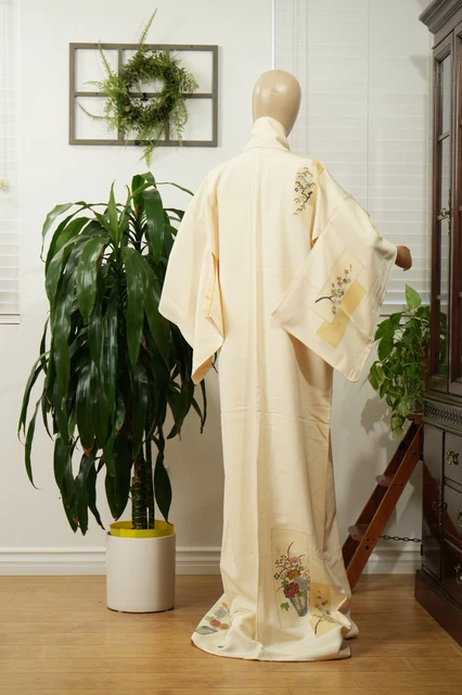 Dear Vanilla Japanese Silk Kimono Women's Robe Gown Authentic Japan Vintage Mint 12