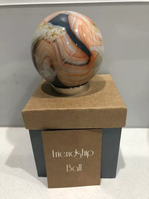 Hand blown Glass Friendship Ball Grandparent  Teal Orange 158G
