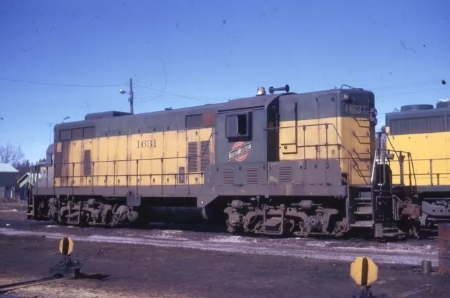 CNW CHICAGO NORTH WESTERN Railroad Train Locomotive ADAMS WI 1974 Photo Slide