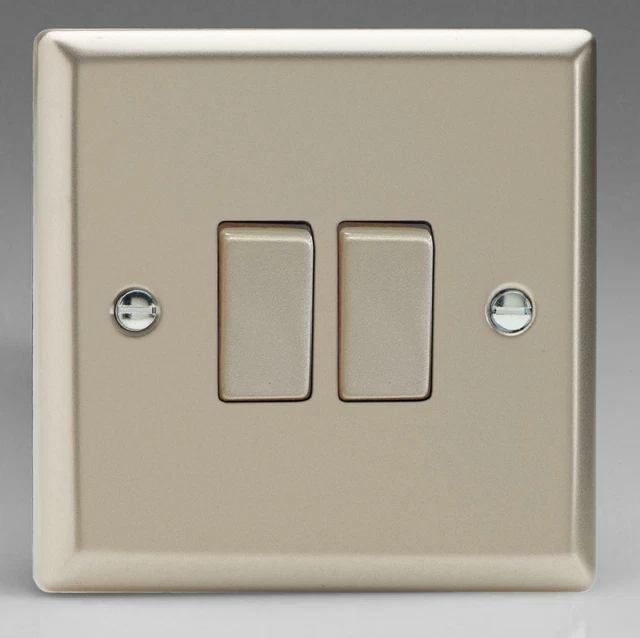Varilight Classic Satin Chrome 2 Gang 2 Way Rocker Light Switch CLEARANCE
