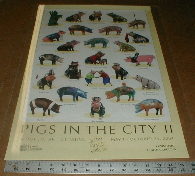 2004 Pigs in the City Barbecue BBQ Lexington North Carolina NC Pig Poster