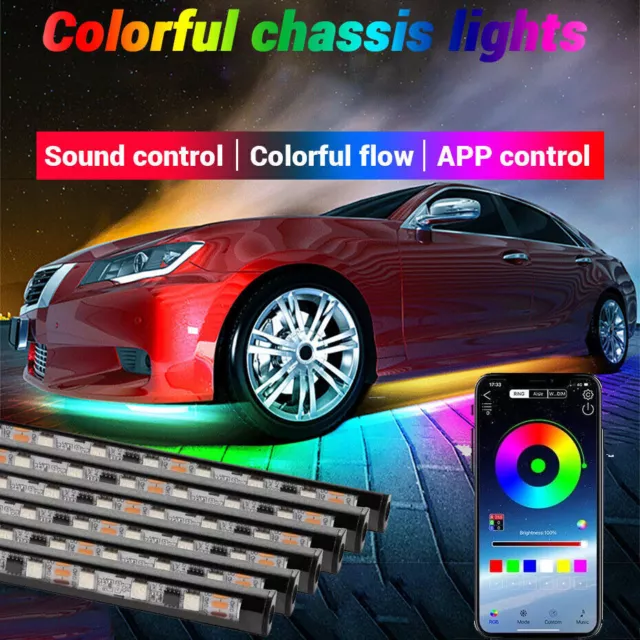 6pcs RGB Dream Color Underglow LED Kit Car Neon Strip Light Music APP Control UK