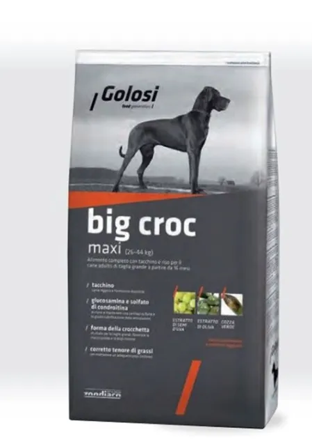 Golosi Big Croc Maxi Crocchette Cane Adulto Tacchino E Riso 12 Kg C 509