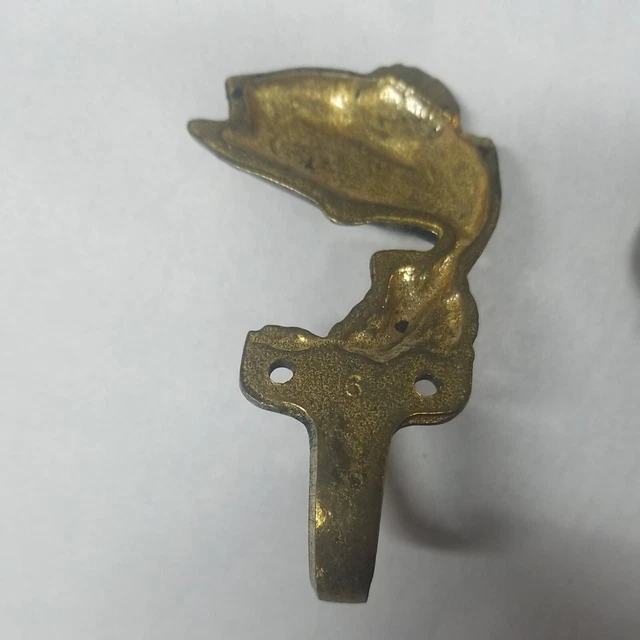 Fish Figure SOLID BRASS COAT HOOK Keeler Brass Original Box Screws Pike, Bass? 5