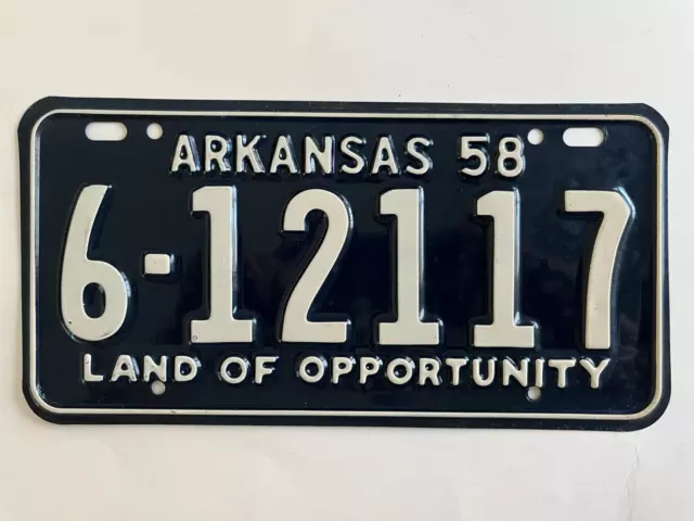 1958 Arkansas License Plate MINT/New Old Stock NICE!!