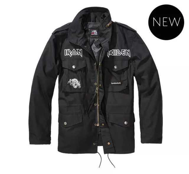 Iron Maiden Veste Homme Classique Militaire Imprimée M-65 Veste Eddie Black