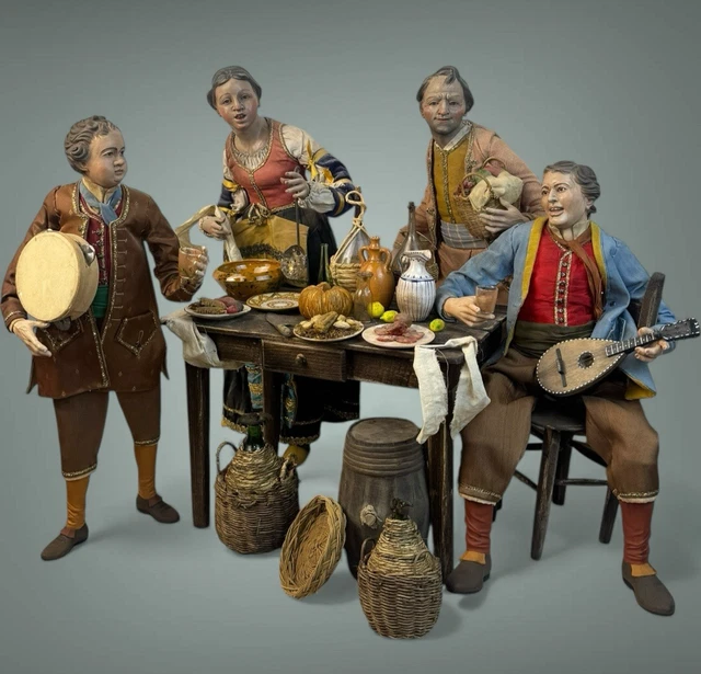 Figurine D'âne En Terre Cuite Pour Crèche Napolitaine - Scène D'auberge Et Vendeur, 26x30 Cm - Art Du Presepio