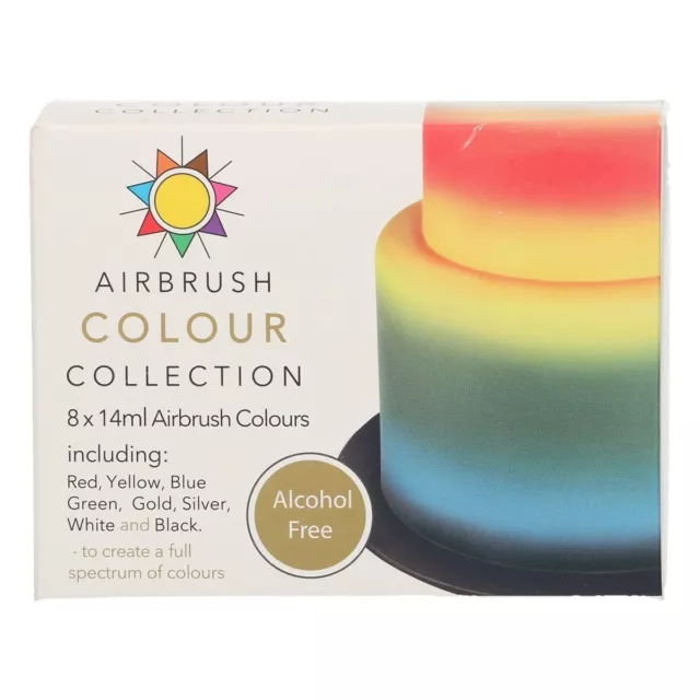 Sugarflair Airbrush Lebensmittel Farben Set 8x14ml Alkoholfrei Color Multipack