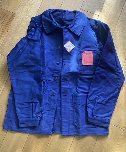 Veste De Travail Le Beau-Fort En Jean Denim & Moleskine Bleu - Taille L, Vintage, Fabriquée France - Neuf Sans étiquettes