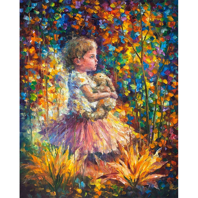 Kit de pintura al óleo por números para niña con muñeca hágalo usted mismo pintura acrílica (B1206)