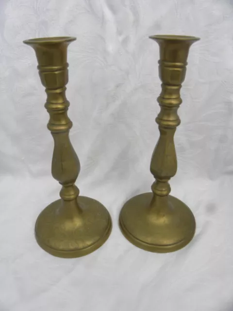 Pair of Vintage Flower Carved Brass Candlesticks marked China