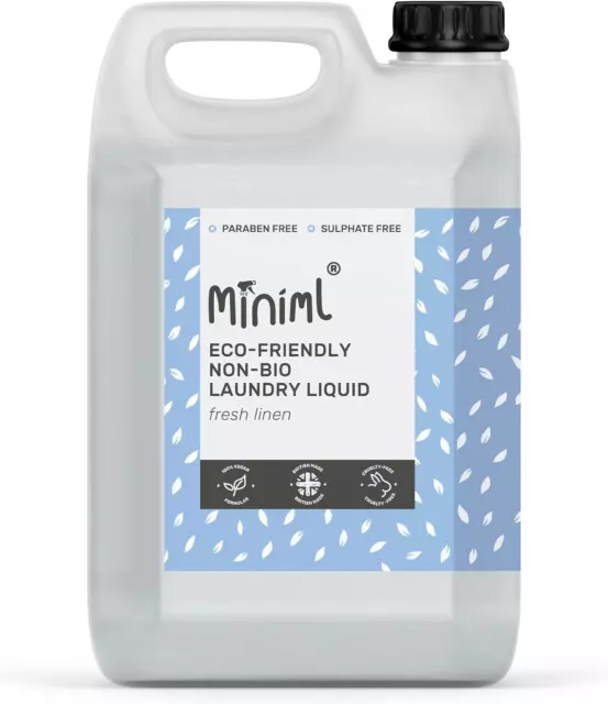 Miniml Eco Laundry Liquid Washing Detergent 5L Refill - Natural Non Bio Fresh or