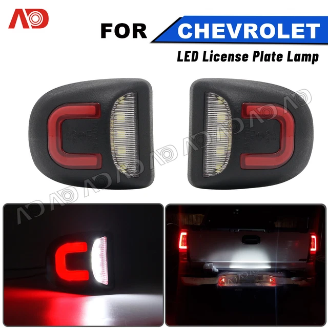 2PCS RED TUBE LED License Plate Lights For Chevy Silverado GMC Sierra