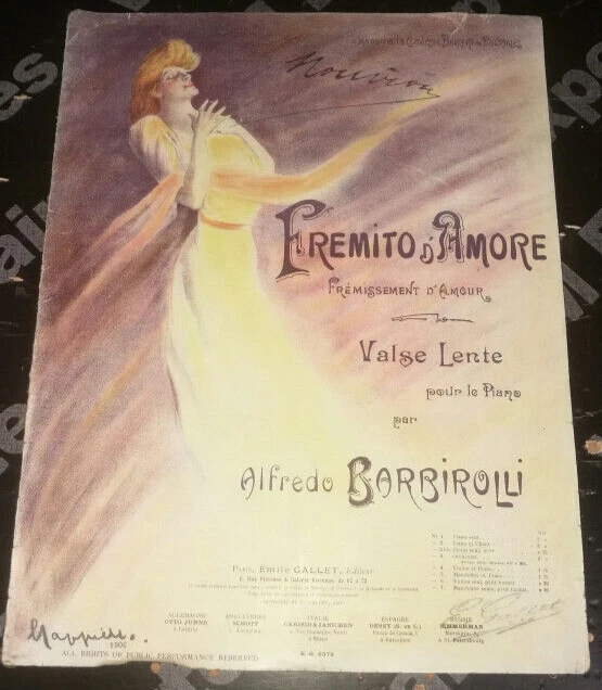 Musique Partition Fremito D'amore Valse Folio Illustre Cappiello Beau 1906