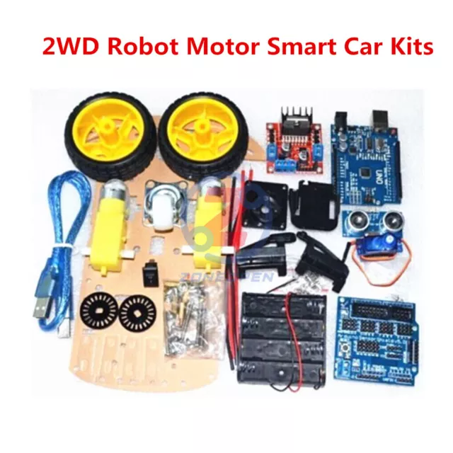 Kit robot chasis triciclo coche robot inteligente 2x4 ultrasónico Arduino MCU modelo hágalo usted mismo