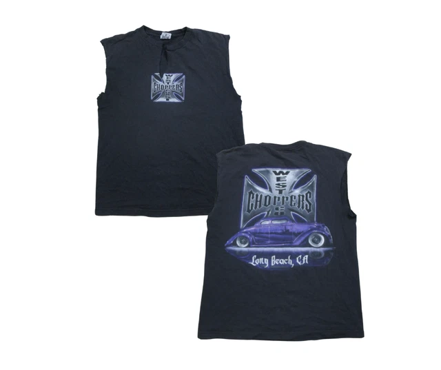 Vintage West-Coast-Choppers T-Shirt (M) 90s Y2K Fire Flames Low-Rider Graphic