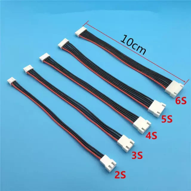 5Pcs 10cm 2~6S RC LiPo Battery Balance Charger Plug Extension Cable JST-HX 22AGW