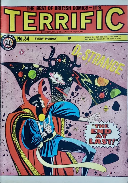 TERRIFIC No. 34 - 1967 -  THE AVENGERS - DR. STRANGE - Steve DITKO Art - V GOOD