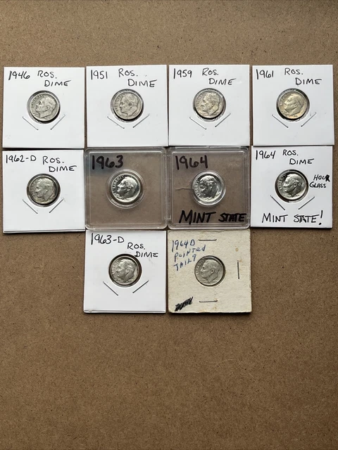 Lot of 10 Silver Roosevelt Dimes 90% Silver