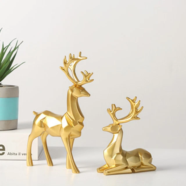 2 piezas / juego escultura de animales artística innovadora estilo nórdico pareja alces