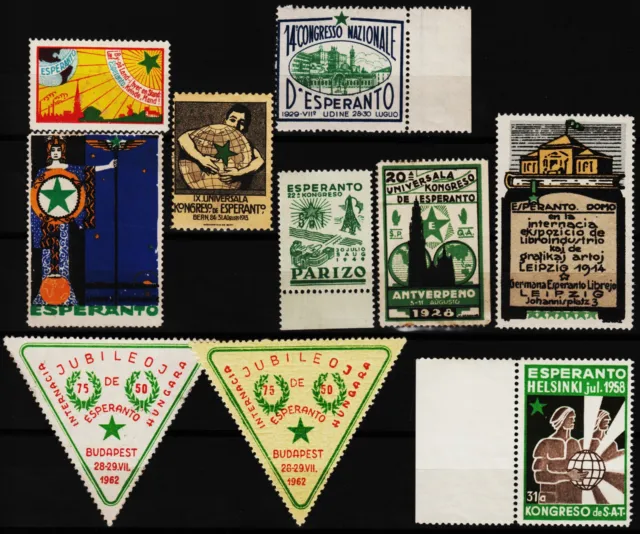 10 reklamemarken  1914-1962 esperanto kongresse,schweiz,frankreich,italien/0308
