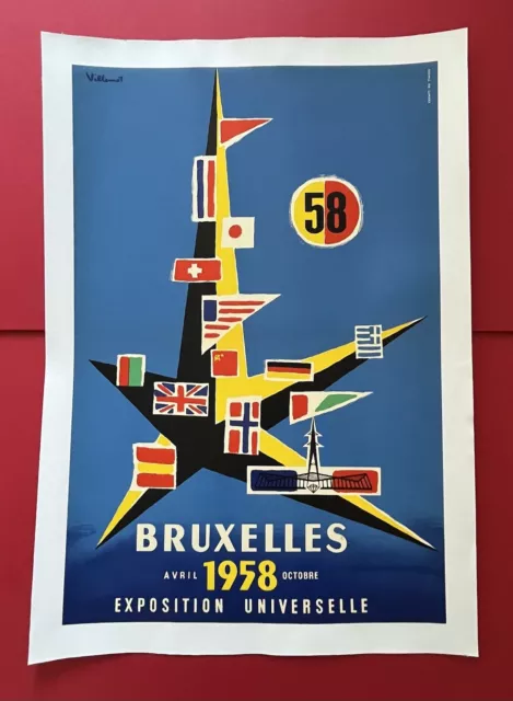 Affiche ancienne originale  « Exposition universelle » - 1958 - Villemot