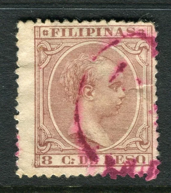 PHILIPPINES;  1890 Baby King Alfonso issue used 8c. value,