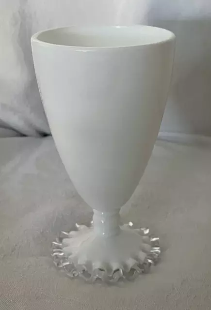 RARE Fenton White Milk Glass Silver Crest 6" Tumbler / Water Goblet - Mult avail