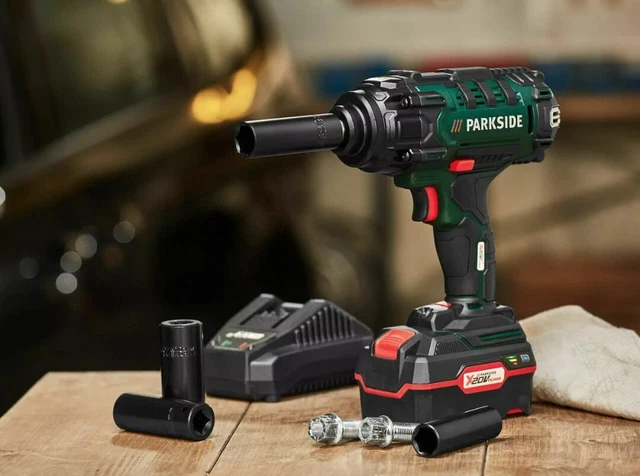 Parkside 20V Cordless Vehicle Impact Wrench + 4Ah Battery & Charger & 4x Sockets 2