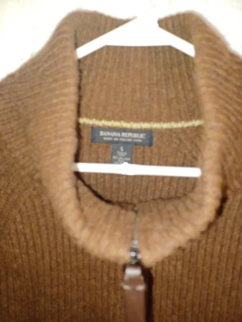 BANANA REPUBLIC MEN’S 1/4 zip Sweater Size L 100% EXTRA FINE MERINO ...