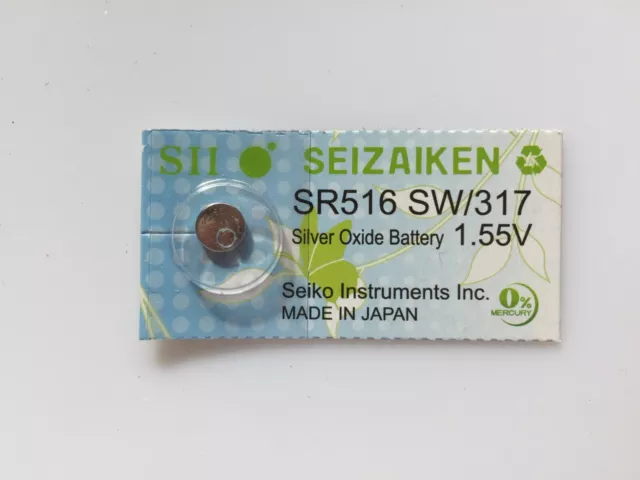 1x Seizaiken SR516SW 317 Silver Oxide Watch Battery made in Japan By Seiko