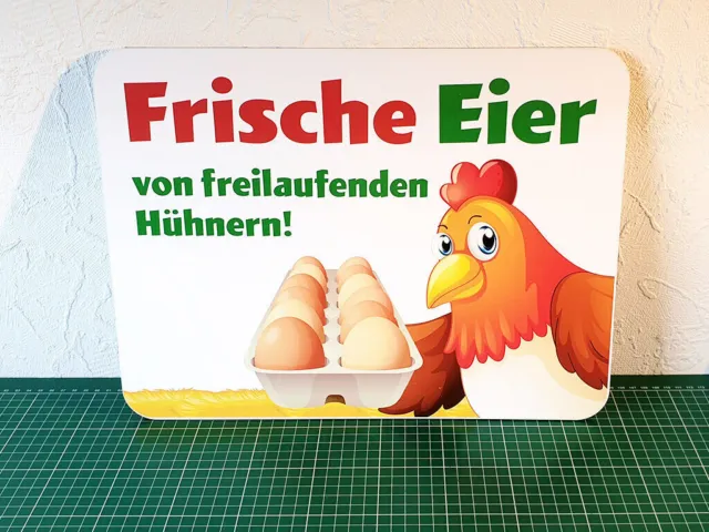 Werbeschild - FRISCHE EIER - Huhn, Eier, Eierhandel, Eierverkauf, Ei, Werbung
