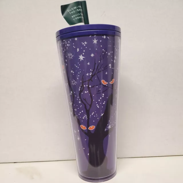 Purple Starbucks Halloween 2022 Glowing Eyes Glow in the Dark Tumbler 24 oz.