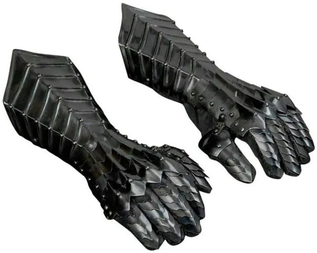 SCA LARP Medieval Knight Gauntlets Functional Armor Gloves Leather Steel