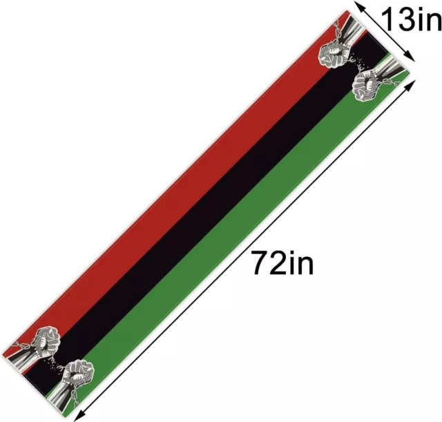 Vibrant Linen Red, Black & Green Stripe Table Runner 72 Inches - Perfect for Par 2