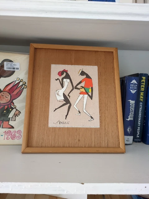 1950S VIRGILIO NABAIS, Art deco Painting on Linen, Brazilian Folk