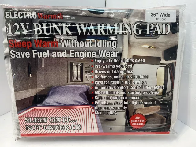 NEW RV/Truck 12V Bunk Warmer 36”W X 60”L Warming Pad With 7 Adjustable Settings