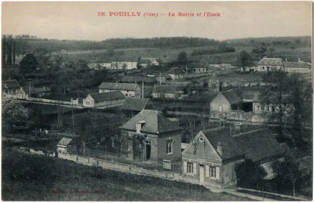 CPA 60 - POUILLY (Oise) -236. La Mairie et l'Ecole - Ed. J. Brard