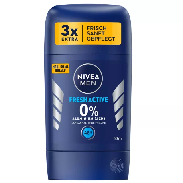 6x 50ml Nivea Men Fresh Active Deo Stick OHNE ALUMINIUM Deodorant lange frische 2