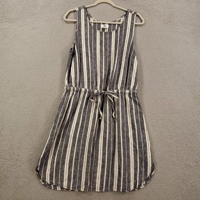 Old Navy Dress Womens Large Blue White Striped Shift Tank Tie Waist