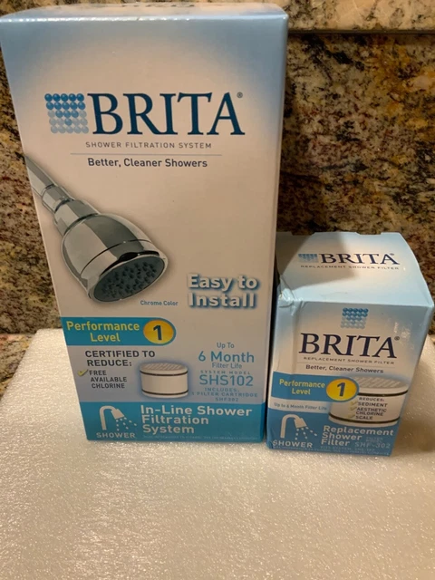 Sistema de filtración de ducha en línea Brita - modelo cromado #SHS102 + FILTRO EXTRA