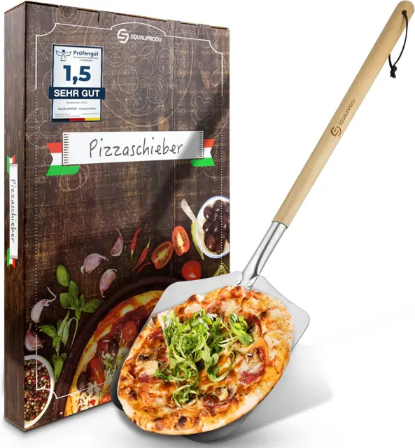Pelle Pizza Poussoir Acier Inoxydable Bois Hêtre Filetage Bâton Robuste XtraLong
