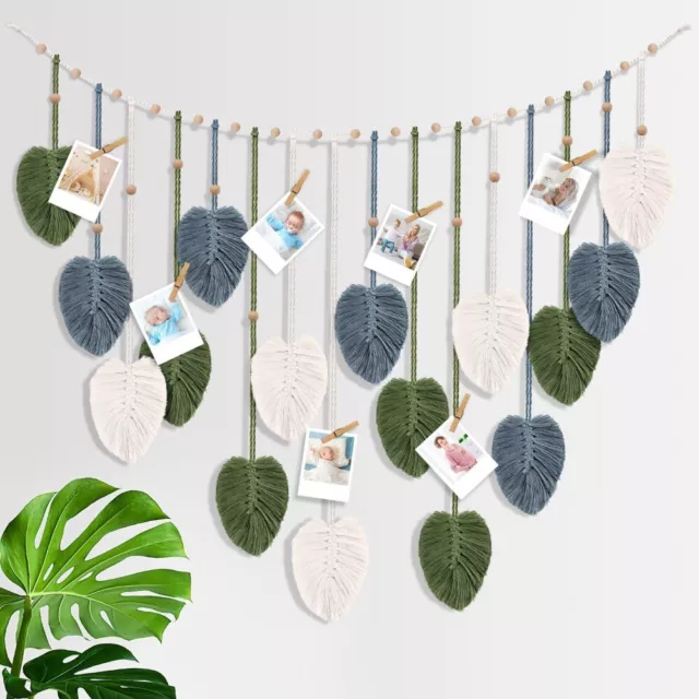 16 Feuilles Tenture murale en macramé Décoration murale Boho  Chambre à coucher