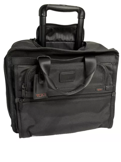 Tumi Alpha Luggage 14” Compact Brief Case Black 2 Wheel Laptop Ballistic Nylon