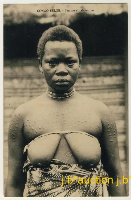 belgian congo, Group of Topless Native Mandibu Women (1920s) Postcard