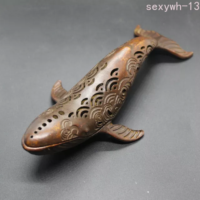 Antique Copper Whale Small Statue Desktop Ornaments Sea Animal Figurines