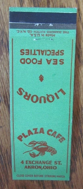 Animal Lobster Matchbook Matchcover: Plaza Cafe (Akron, Ohio) -F1