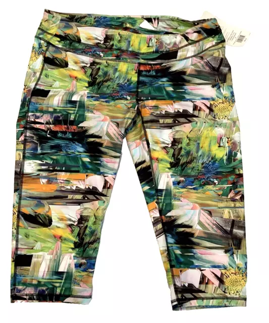 Lucy Blurred Floral Print Studio Hatha Capri Legging Size 3X, NWT