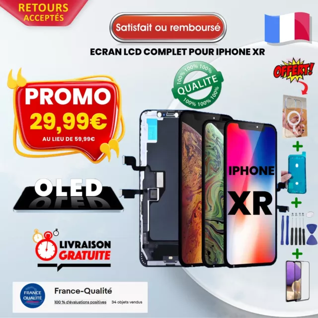 VITRE TACTILE IPHONE XR/11 COMPLET + ECRAN LCD OLED SUR CHASSIS + COQUE Magsafe